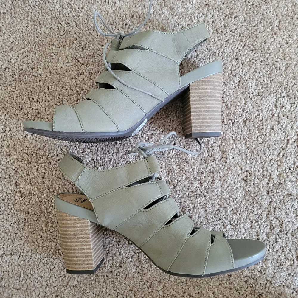 Clarks Banoy Waneta‎ Lace Up Sandal Heel Shoes NWT